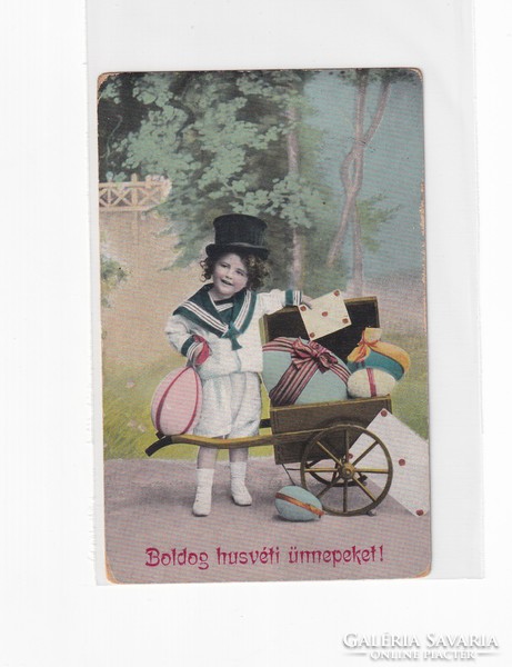 H:120 Antik Húsvéti Üdvözlő képeslap "Fotók" 1914