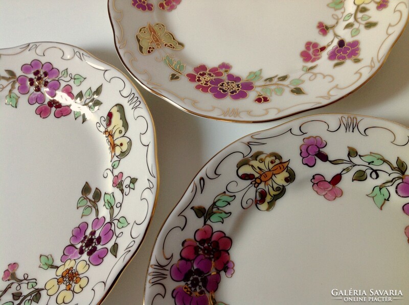 3 Pcs. Zsolnay butterfly cake plate