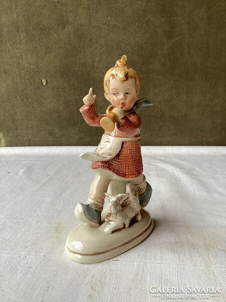 Bertran type trumpeter girl porcelain figure.