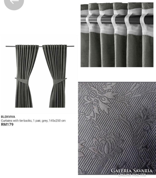 Ikea blekviva wonderful dark blue jacquard pattern blackout curtains with a gift tie 145*300cm