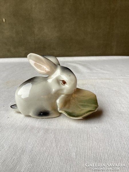 Zsolnay porcelain rabbit figure.
