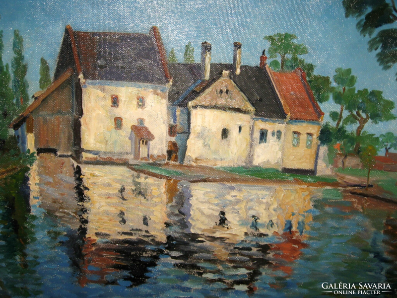 Pápa white mill impressionist guaranteed original Gustáv Hénel / 1887-1966 / picture