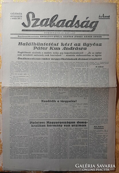 1946. Szabadság, Kun páter, nyilas szerzetes pere