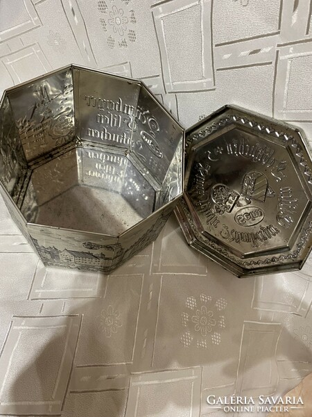 Old metal biscuit box