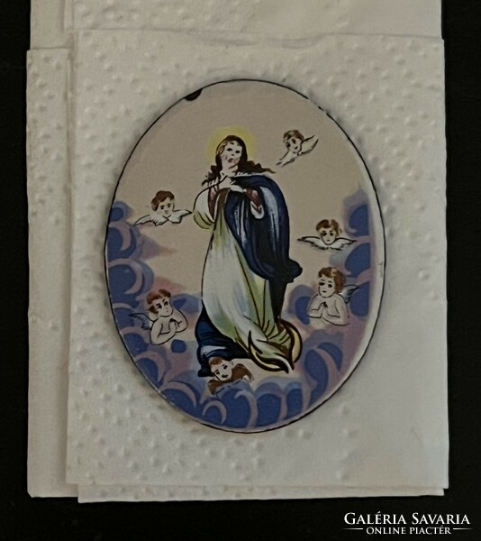 Szűz Mária Medál ( arany vagy ezüst ) keretbe foglalható , Tűzzománc , Porcelán