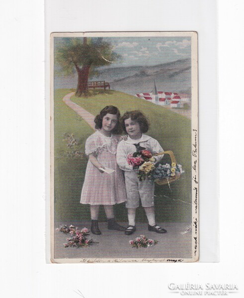 H:120 Antik Húsvéti Üdvözlő képeslap "Fotók" 1916