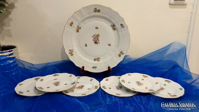 Herend Eton pattern, porcelain cake set for 6 people.