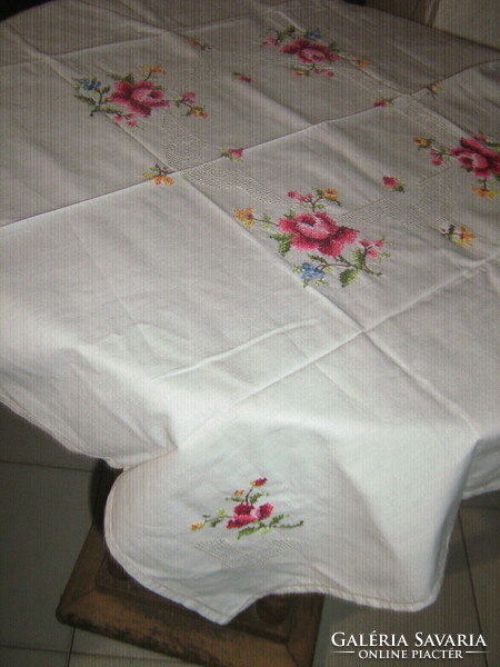 Beautiful small cross-stitched tablecloth with toledo