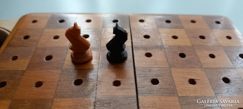 Travel chess set - retro wooden