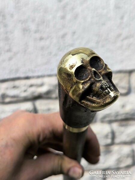 Walking stick walking stick dagger stick, good handle in militaria style with skull head