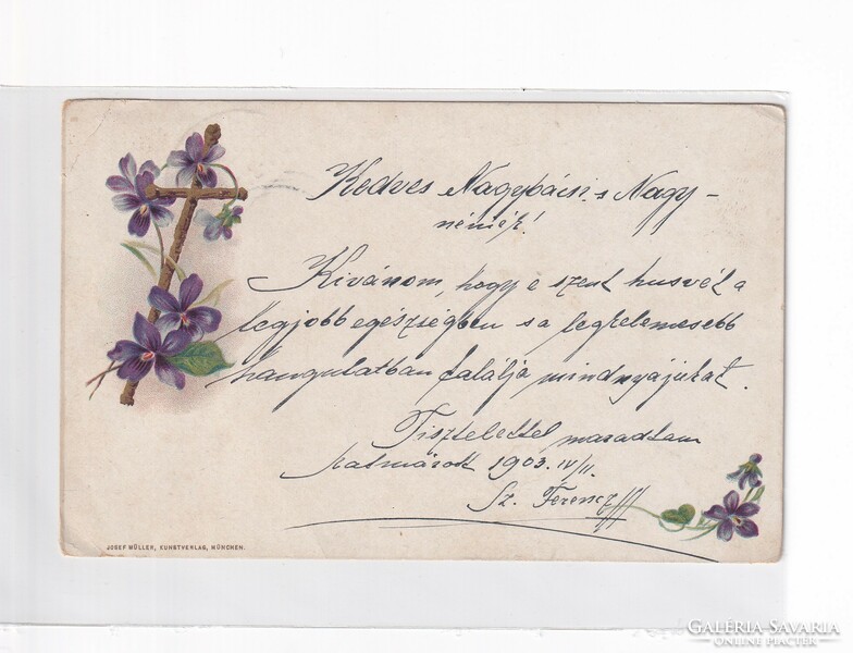 H:106 Húsvéti antik Üdvözlő képeslap 1903 Hosszúcímzéses