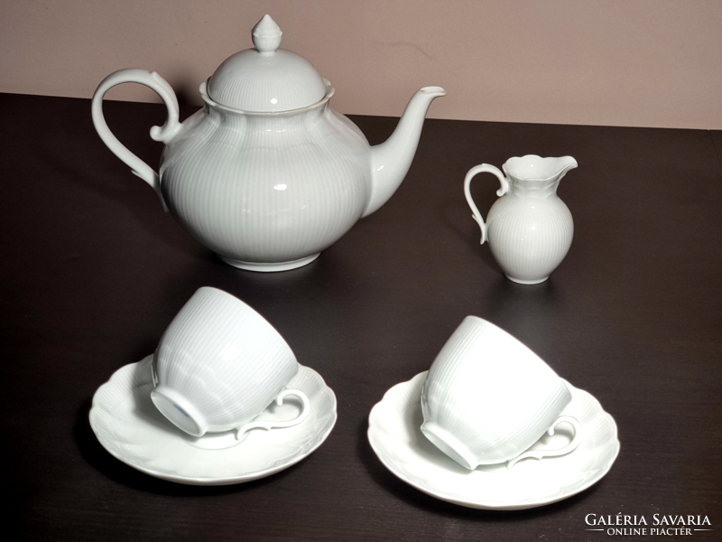Kaiser Romantica német, festetlen csontfehér porcelán 2 személyes teás szett