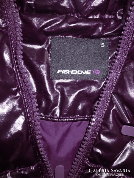 Fishbone mélylila sötétlila padlizsán kapucnis S-es női steppelt pufikabát pufidzseki kabát dzseki