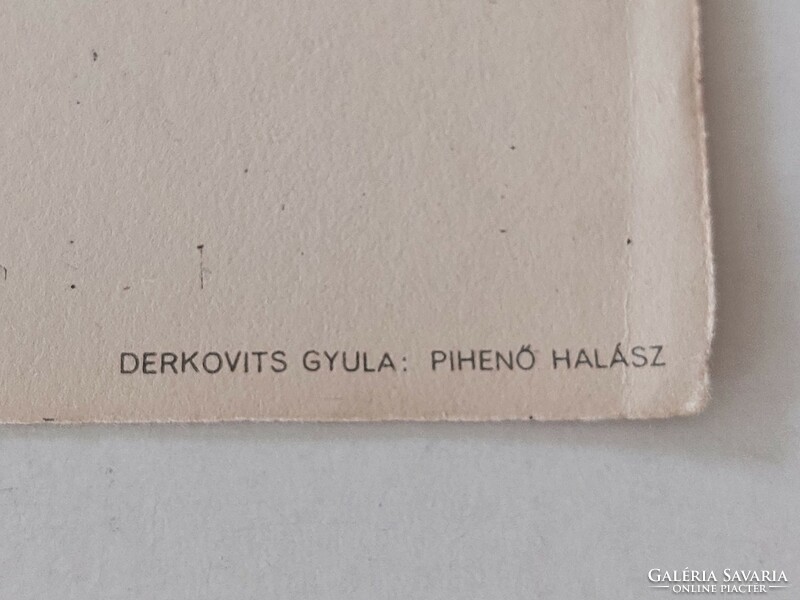 Régi nyomat Athenaeum 1949 Derkovits Gyula garfikája Pihenő halász