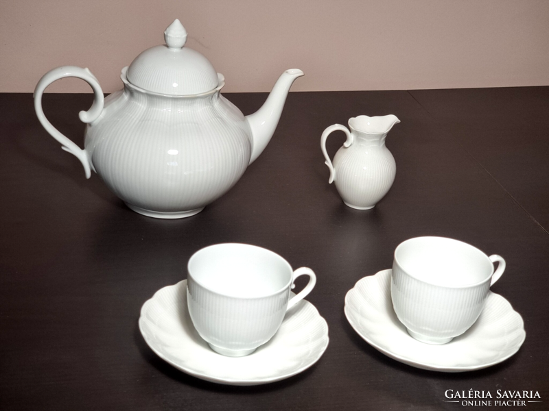 Kaiser Romantica német, festetlen csontfehér porcelán 2 személyes teás szett