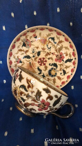 Antik Zsolnay óperzsa dekoros teás csésze + alj 1 db hibátlan