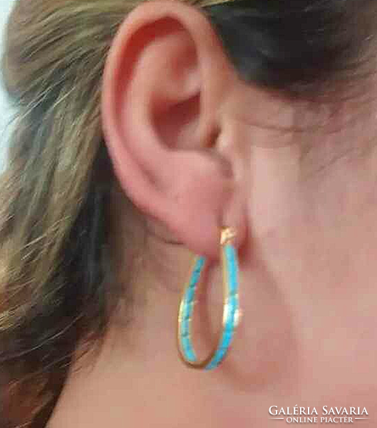 Gold-plated turquoise inlaid earrings 344