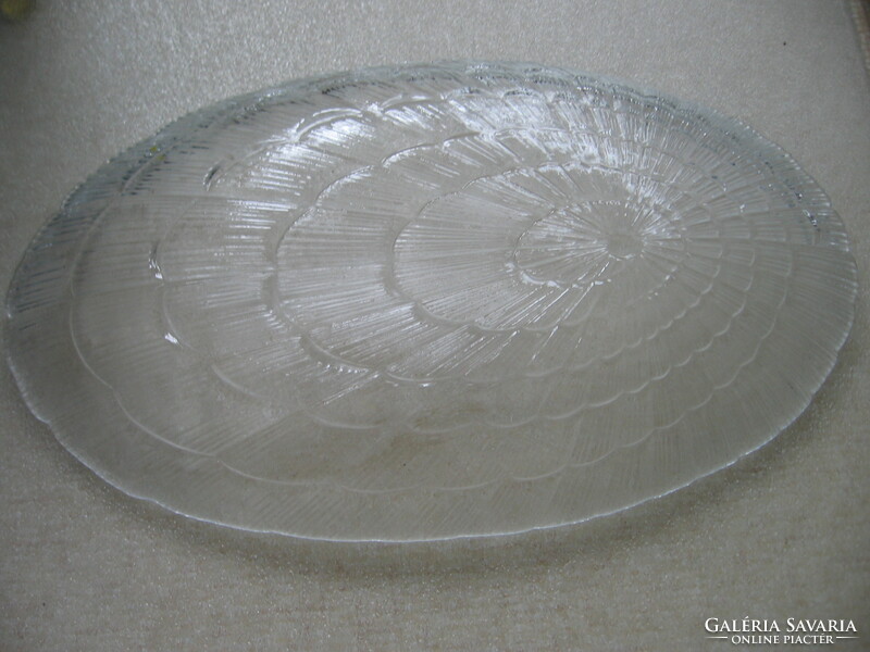 Oval shell-shaped glass bowl