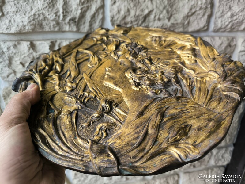 Antique secessionist bronze wall lamp, ernst wahliss turn wien design, mucha character, table center video!