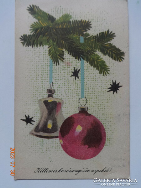 Régi grafikus karácsonyi üdvözlő képeslap - Darvas Árpád rajz