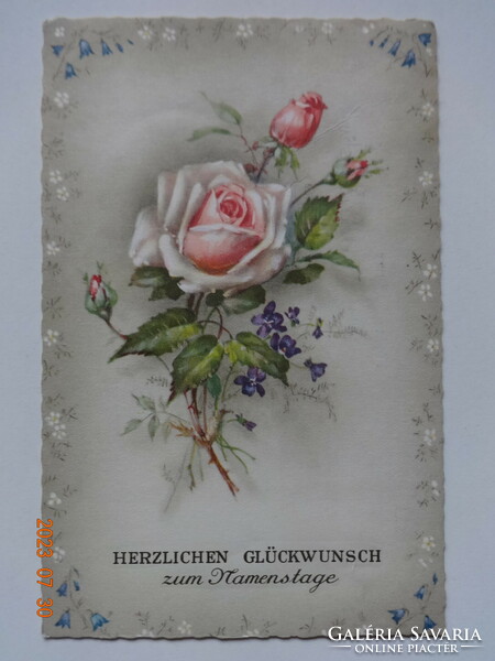 Old graphic floral name day card
