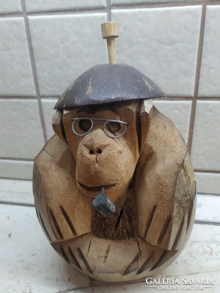 Sale! Action! Retro handicraft ornament for sale! Straw hedgehog, monkey with glasses, boy head