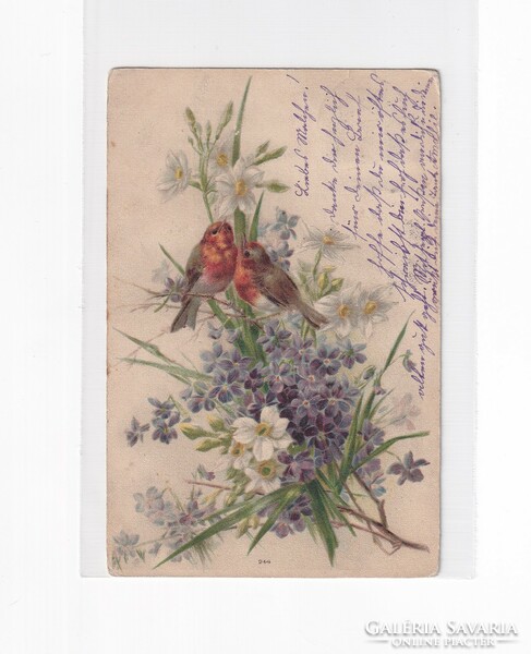 H:107 antique bird greeting card with long address 1919