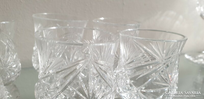 Set of 6 beautiful, polished crystal glasses, 7 cm