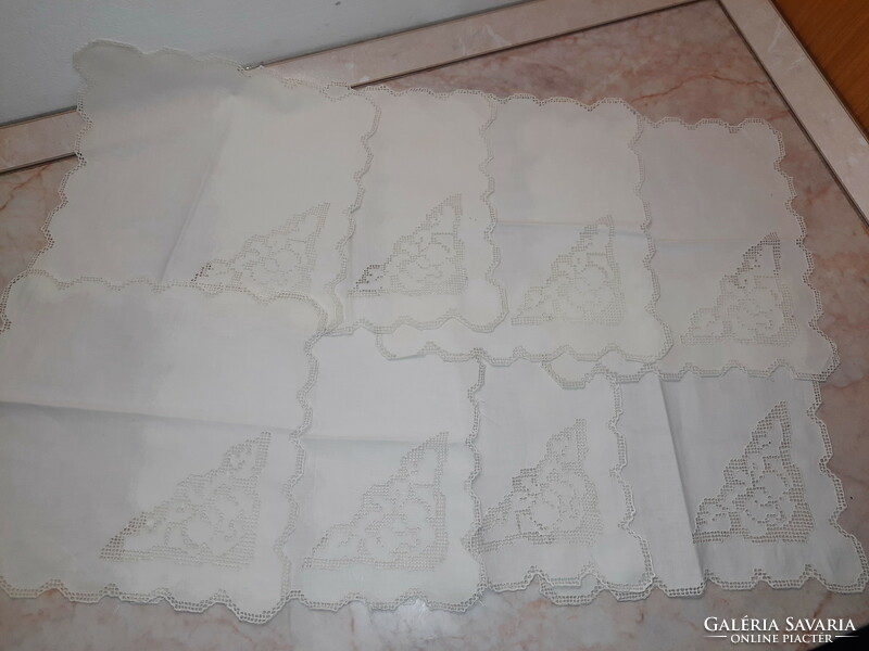 8 pieces of beautiful old azure? Textile napkin 26 x 25 cm