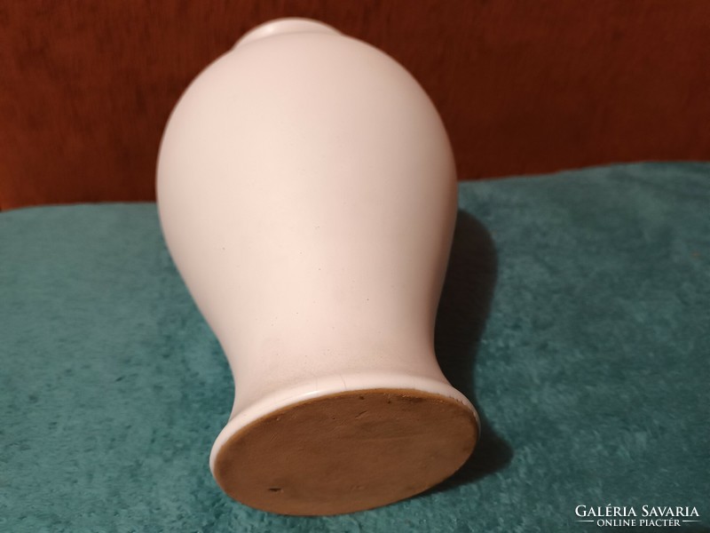 Large potty ceramic chubby white vase with a special pattern