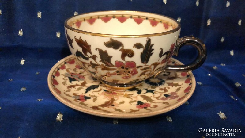 Antique Zsolnay Old Persian decorative tea cup + base 1 flawless