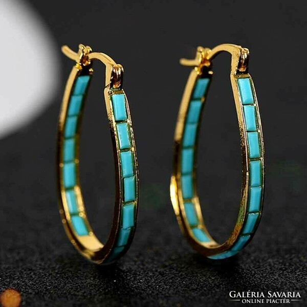 Gold-plated turquoise inlaid earrings 344