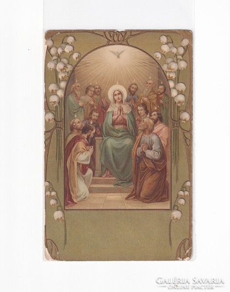 HV:96 Vallásos antik dombornyomott Üdvözlő képeslap postatiszta 1900, sarok hibával