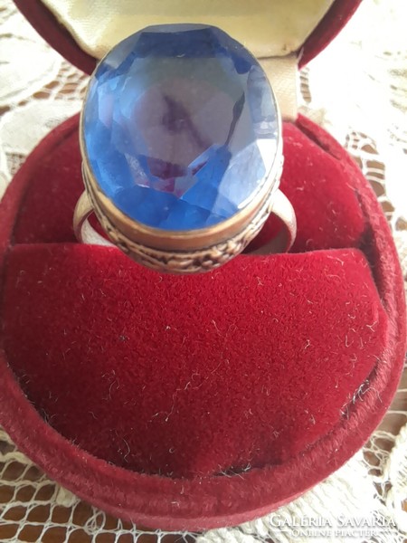 Huge silver ring with blue stones