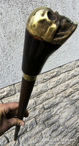 Walking stick walking stick dagger stick, good handle in militaria style with skull head