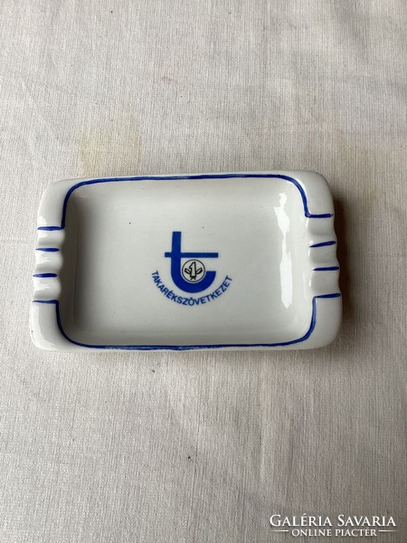 Hollóháza porcelain savings cooperative ashtray.