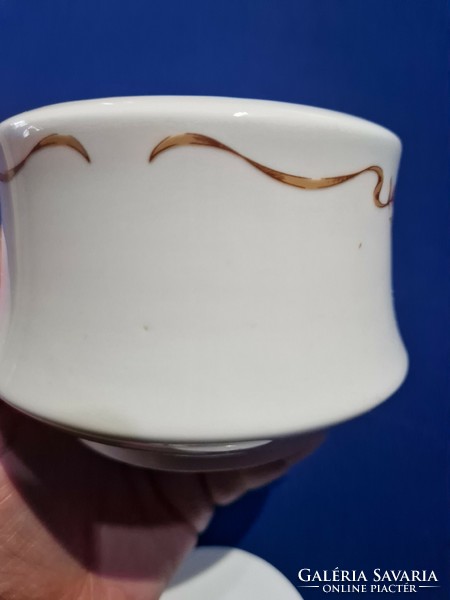 Larger Alföld porcelain sugar bowl with rosehip pattern