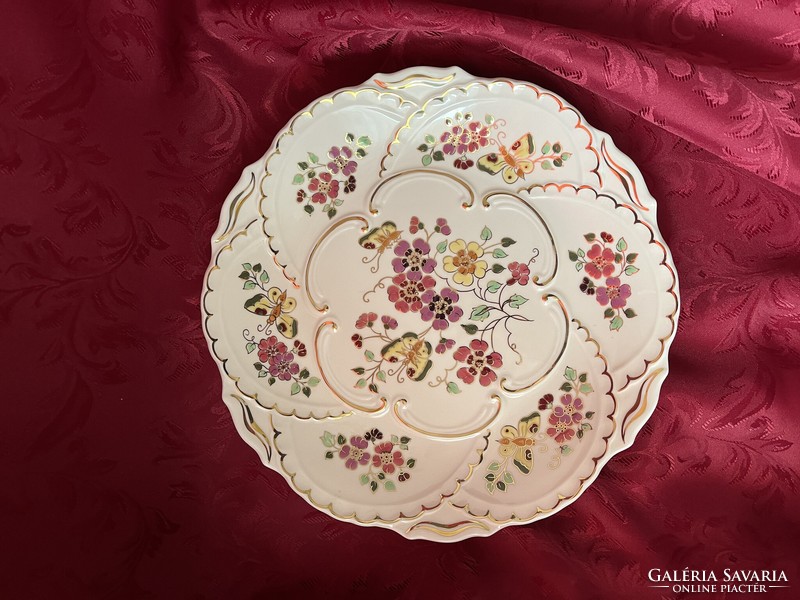 Zsolnay butterfly, large wall plate or tray