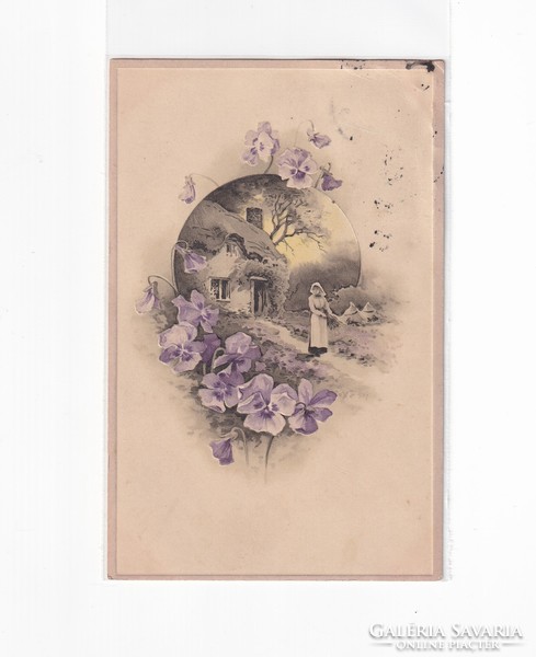H:130 Antik Húsvéti Üdvözlő dombornyomott képeslap