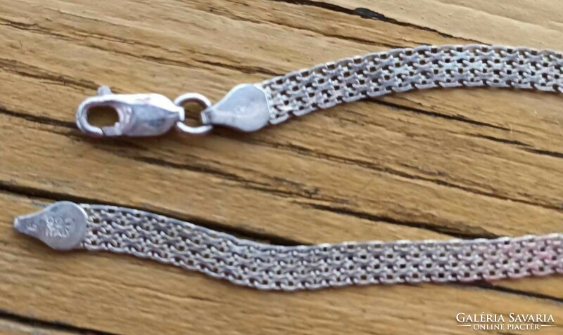 Flat eye thick silver necklace - bracelet 925 sterling silver marked