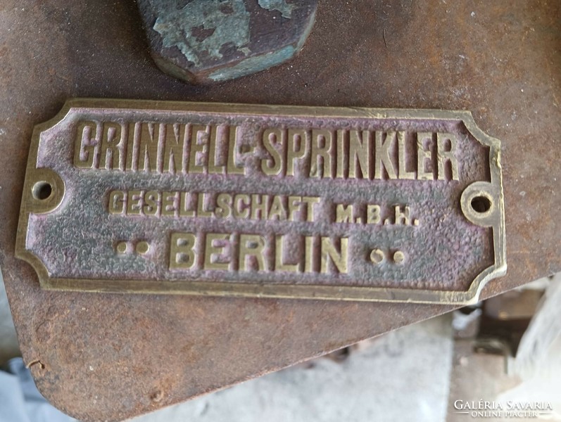 RITKA !  Antik Réz  Tábla Tűzoltó szivattyú szerelvény gyár Berlin  Loft industrial