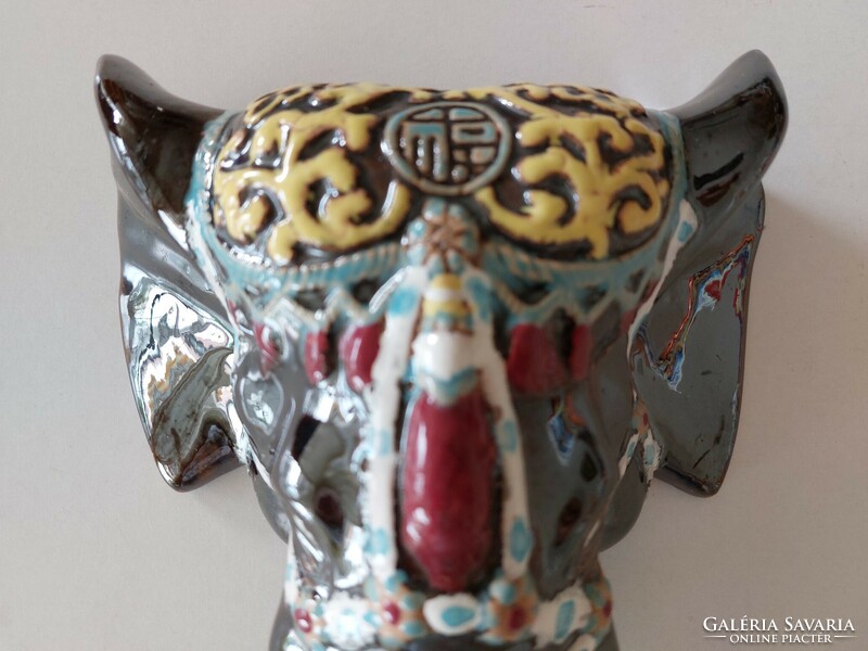 Exotic elephant wall decoration glazed ceramic elephant head 28 cm