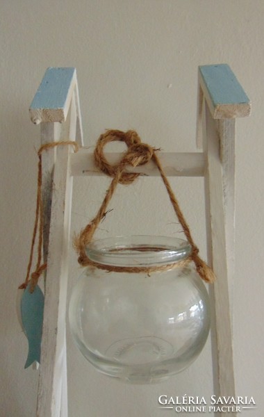 Mécsestartó üveg fa tartón  31 cm