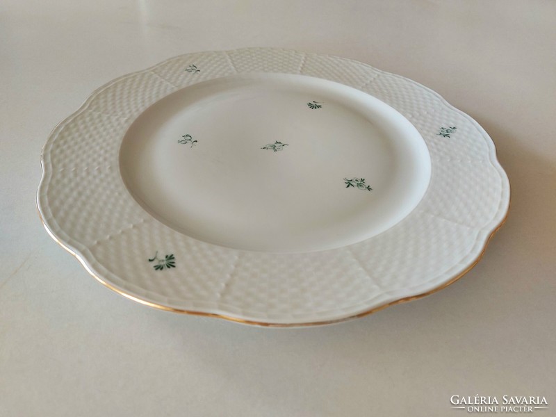 Old Herend serving plate with green floral cake 28.5 Cm