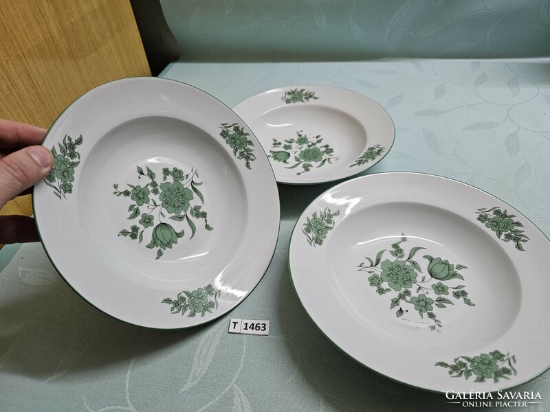 T1463 lowland green flower soup plate 3 pieces 22 cm