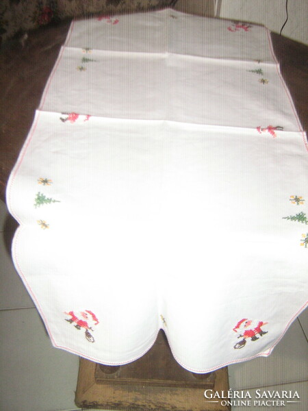 Beautiful cross stitch Santa tablecloth runner
