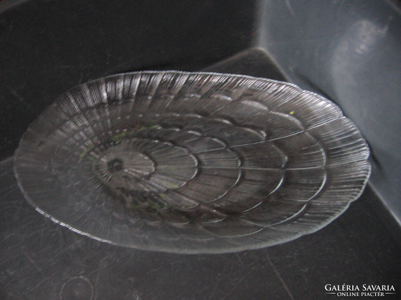 Oval shell-shaped glass bowl