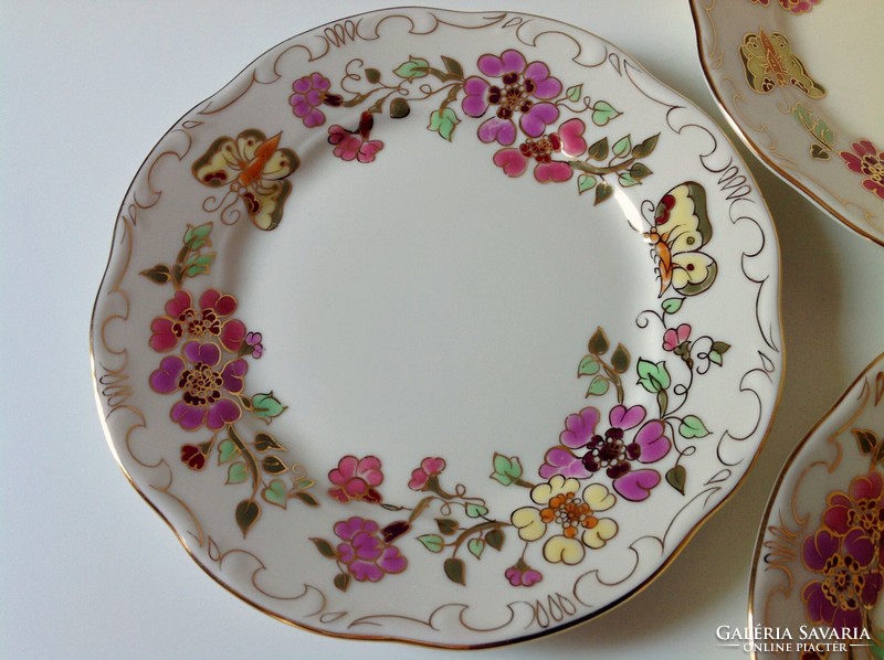 3 Pcs. Zsolnay butterfly cake plate