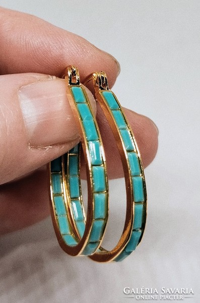 Gold-plated turquoise inlaid earrings 344