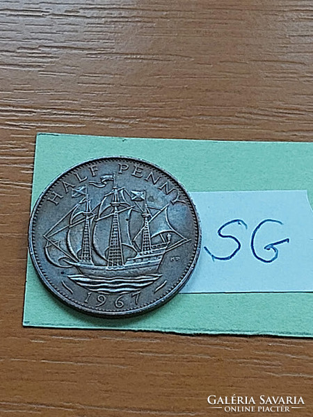 ANGOL ANGLIA 1/2 PENNY 1967 II. Erzsébet királynő, Bronz  SG